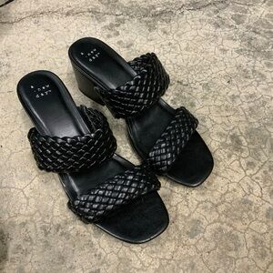 A New Day Women’s 8‎ Braided Heel Sandal Black EUC